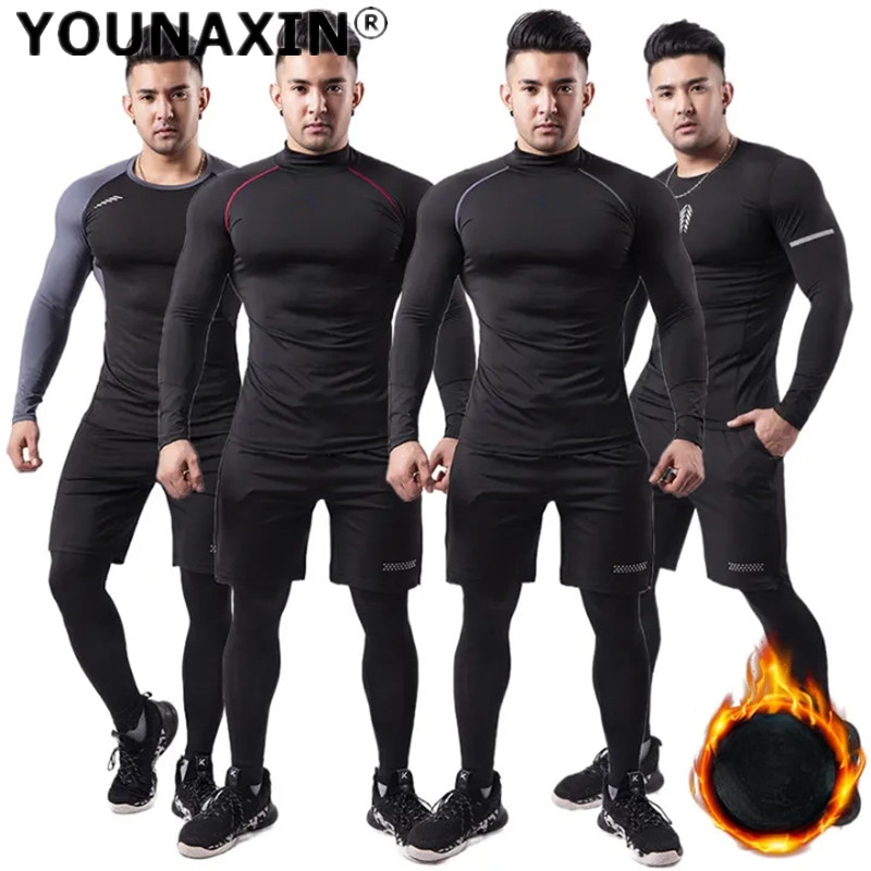 Yoga Fitness Set - 3-piece Men Plush Warm Sports Suit