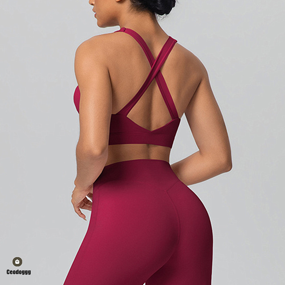 Stretch Strap Yoga - Pad Cross Shoulder Strap Yoga Bra